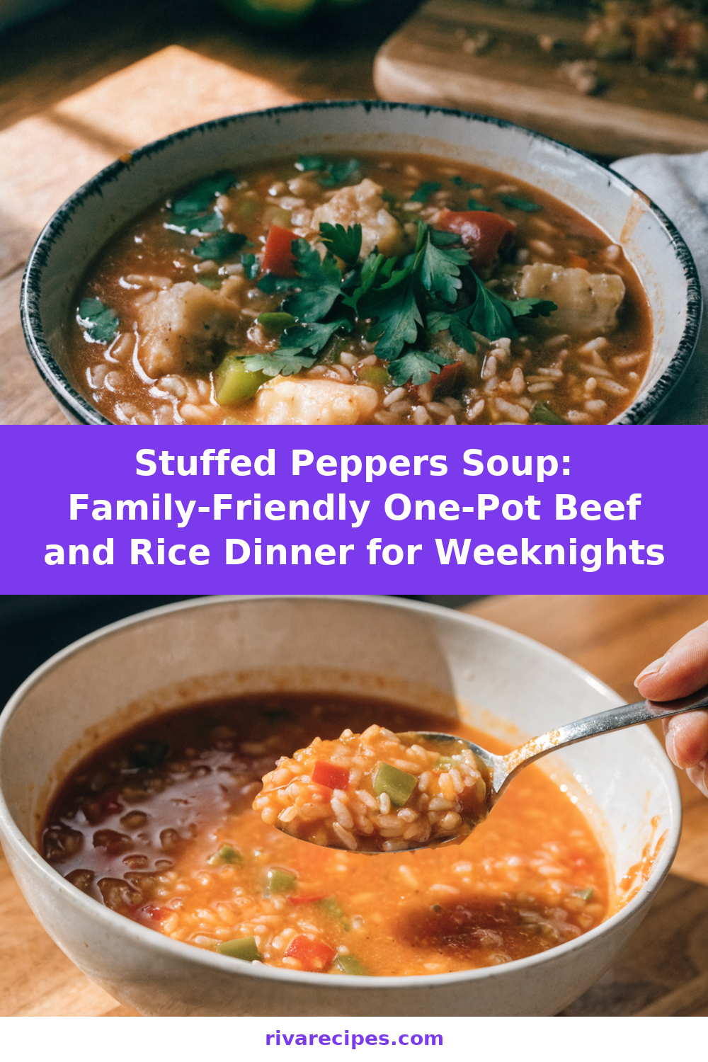 Hearty Stuffed Peppers Soup with Beef and Rice