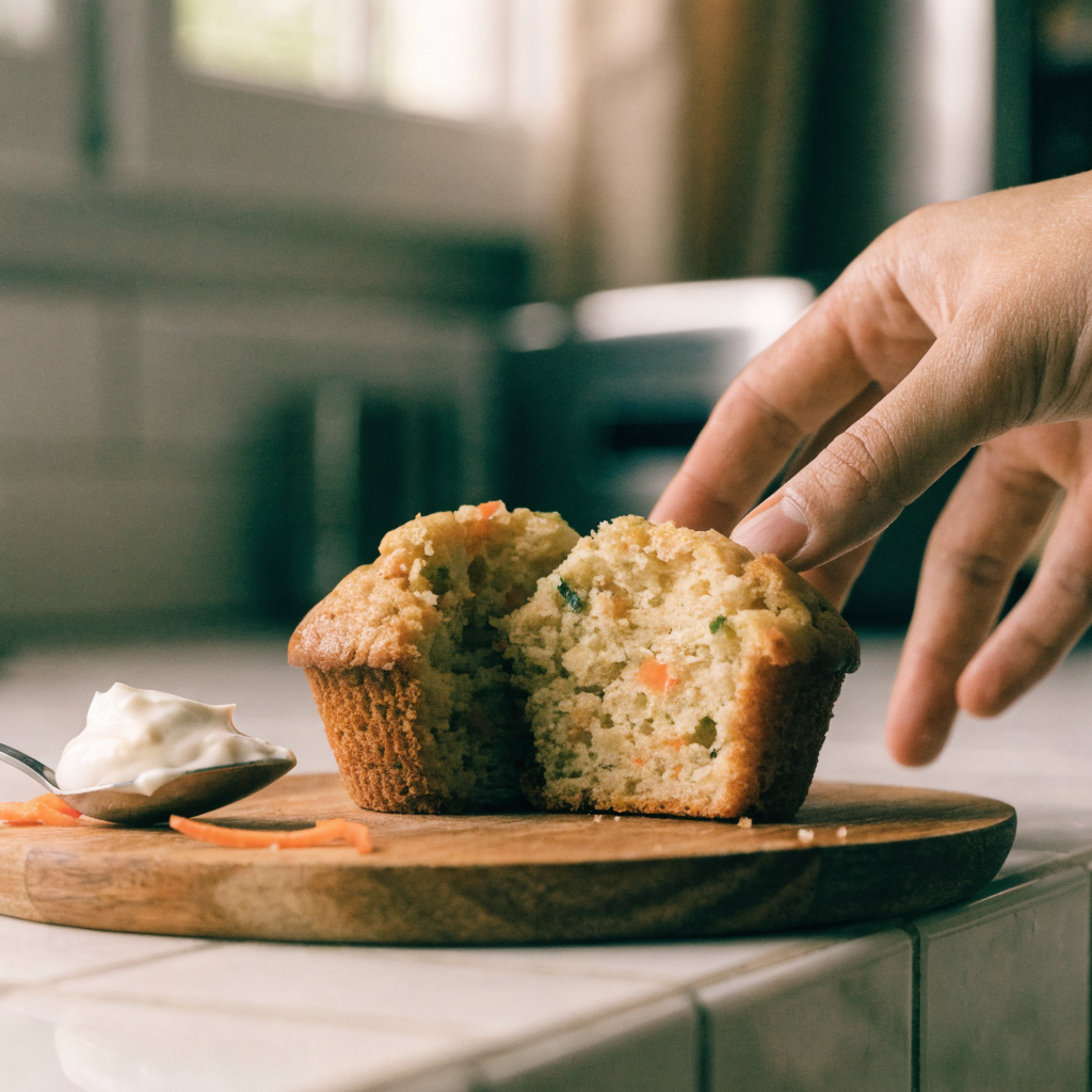Close-up of carrot cake zucchini muffins