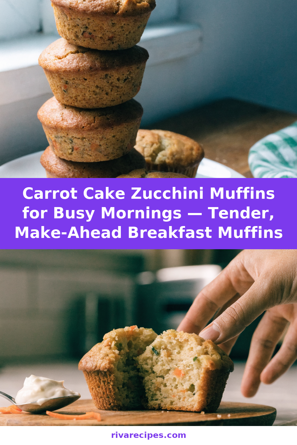 Carrot Cake Zucchini Muffins for Busy Mornings — Tender, Make-Ahead Breakfast Muffins Pinterest recipe pin