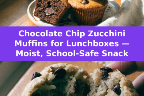 Chocolate Chip Zucchini Muffins for Lunchboxes — Moist, School-Safe Snack Pinterest recipe pin