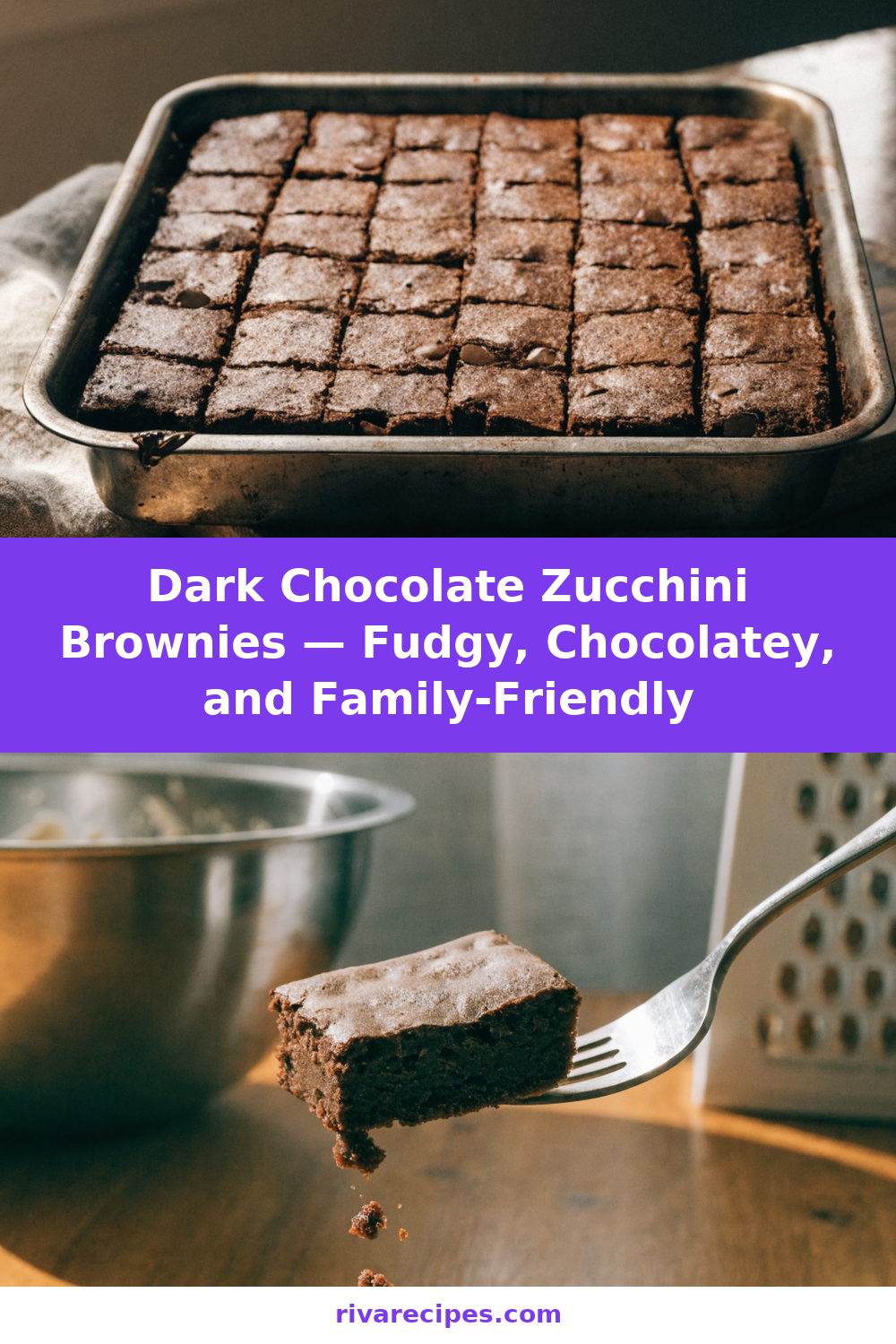 Dark Chocolate Zucchini Brownies — Fudgy, Chocolatey, and Family-Friendly Pinterest recipe pin