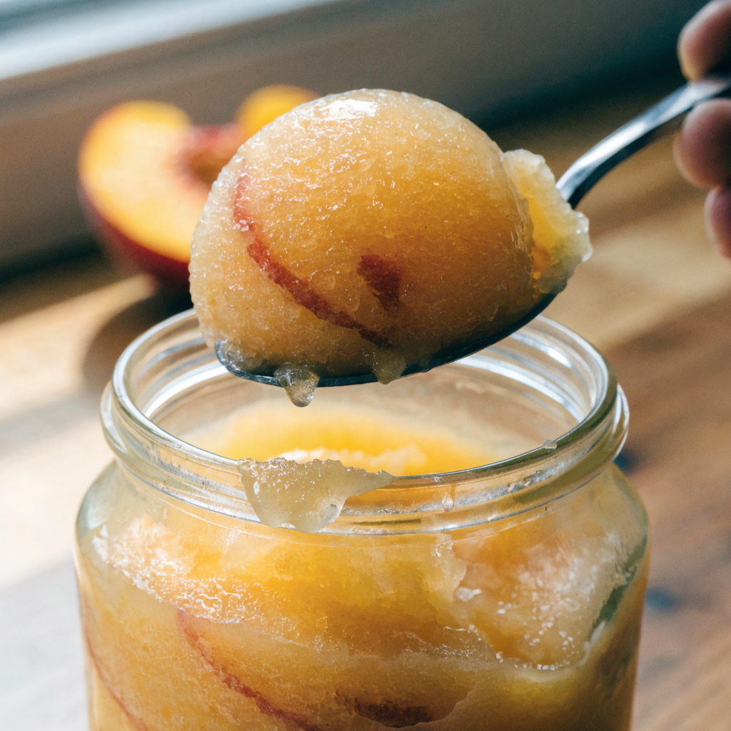 Close-up of simple peach sorbet