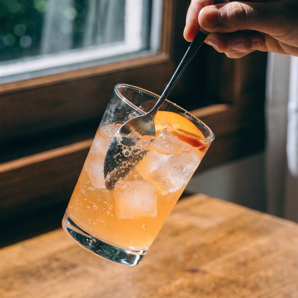 Close-up of homemade peach tea