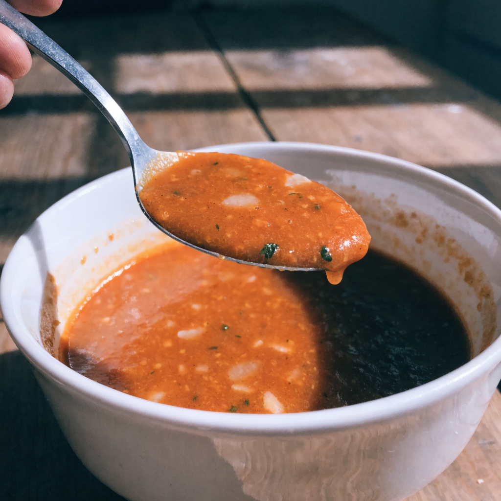 Close-up of spiced carrot ginger soup