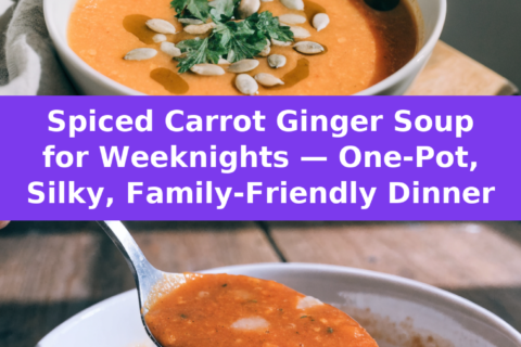 Spiced Carrot Ginger Soup for Weeknights — One-Pot, Silky, Family-Friendly Dinner Pinterest recipe pin