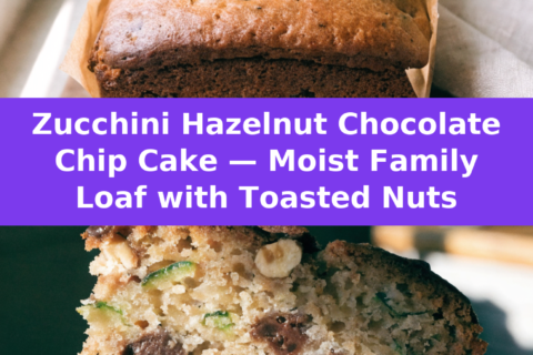 Zucchini Hazelnut Chocolate Chip Cake — Moist Family Loaf with Toasted Nuts Pinterest recipe pin